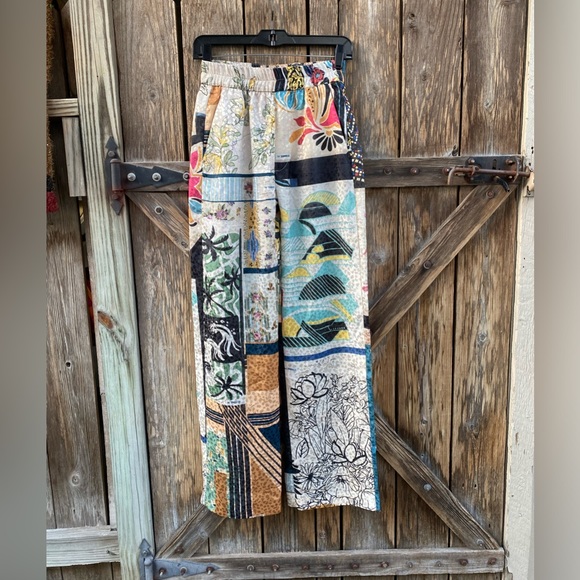Zara Limited Edition Multi-print / Patchwork Satin Pants With Matching Kimono XS - Picture 2 of 7